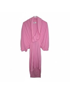 S/W/F Pink Plunge Midi Dress Dolman Blouson Sleeve Size Small